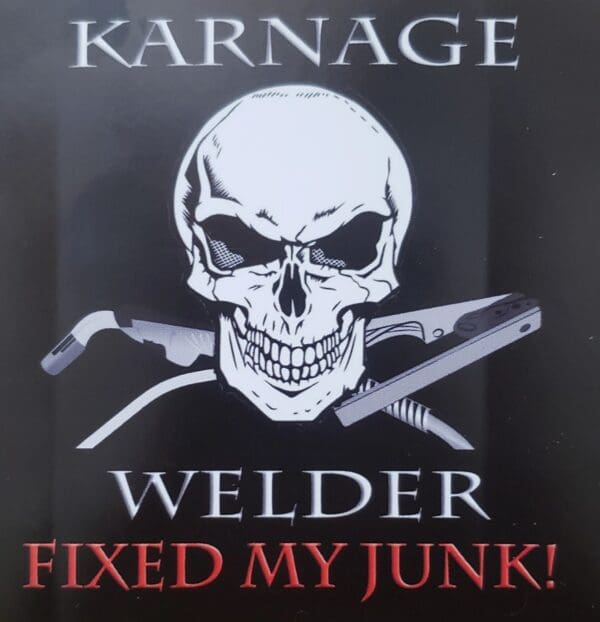 A sign with a skull and two wrenches.