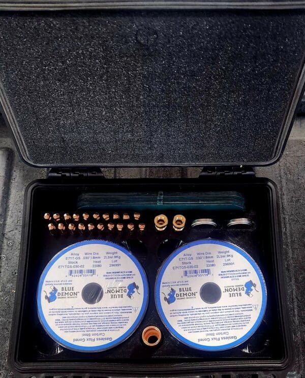 A case with two discs and some other items