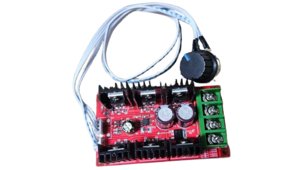 A red board with wires and a button